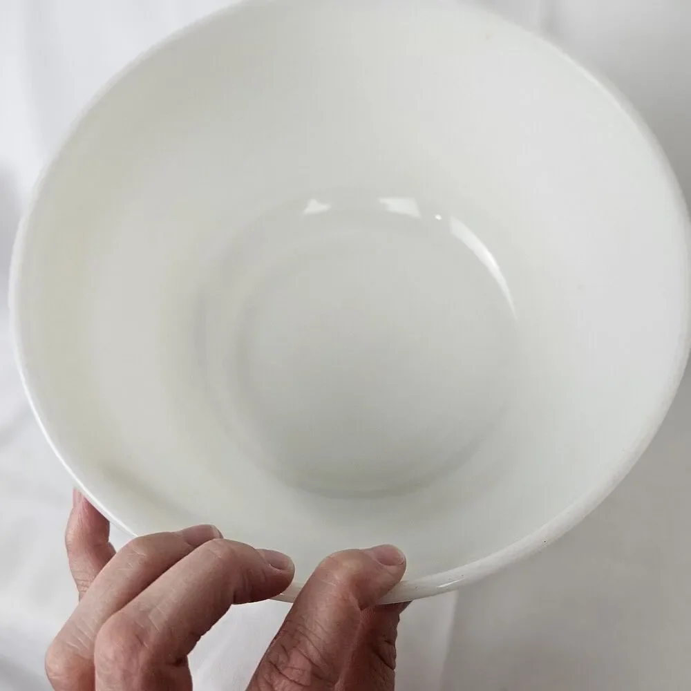 Vtg White Pyrex Ribbed Milk Glass 4 Qt Mixing Bowl for Hamilton Beach Mixer #11